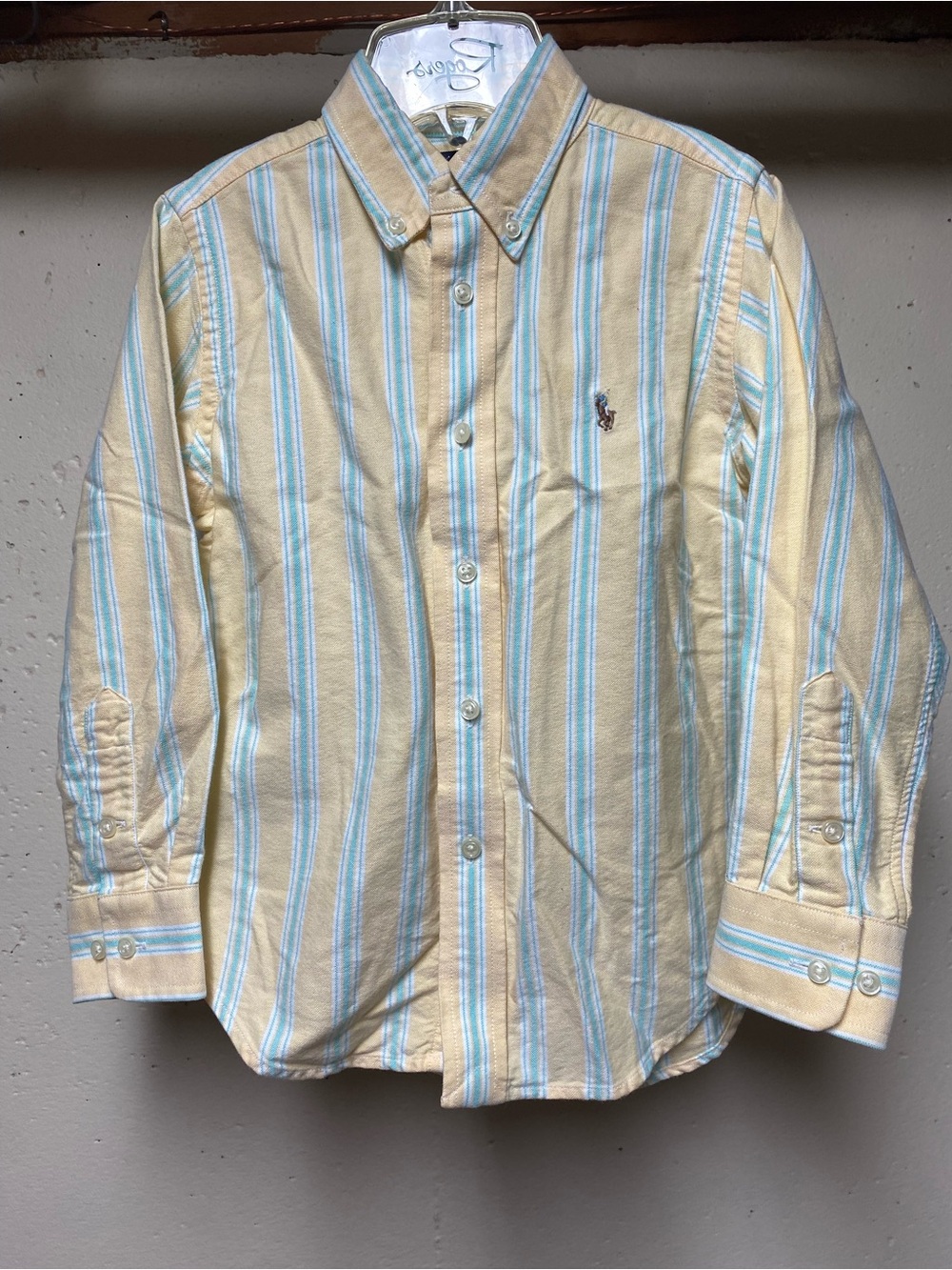 Vintage Ralph Lauren yellow blue striped button down long sleeve Sz 4